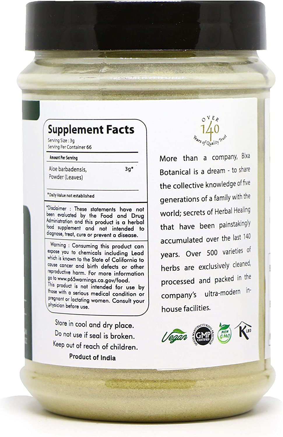 Aloe Vera Leaf Powder - 7 Oz / 200Gm, (Aloe Barbadensis), Promotes Healthy Digestion & Liver Functions L Natural Herbal Moisturizer for Skin, Face & Hair Care | after Sun Care and Sunburn Relief.